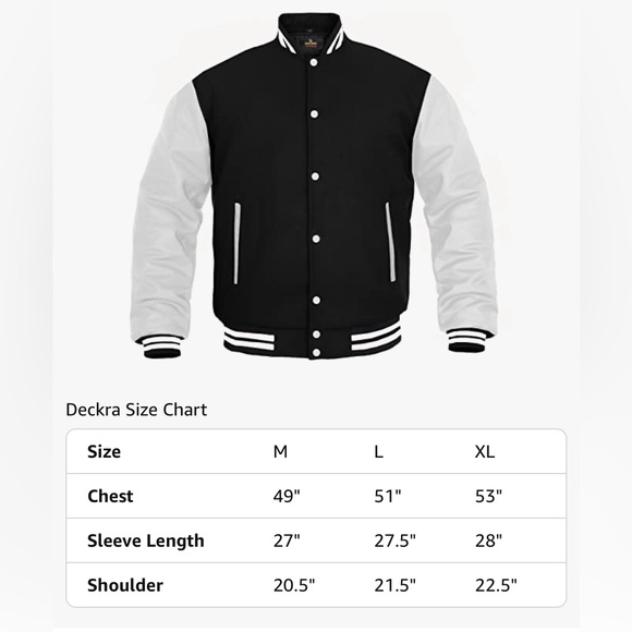 Men's Varsity Jacket Genuine Leather Sleeve and Wool Blend Letterman jacketet - Picture 5 of 5